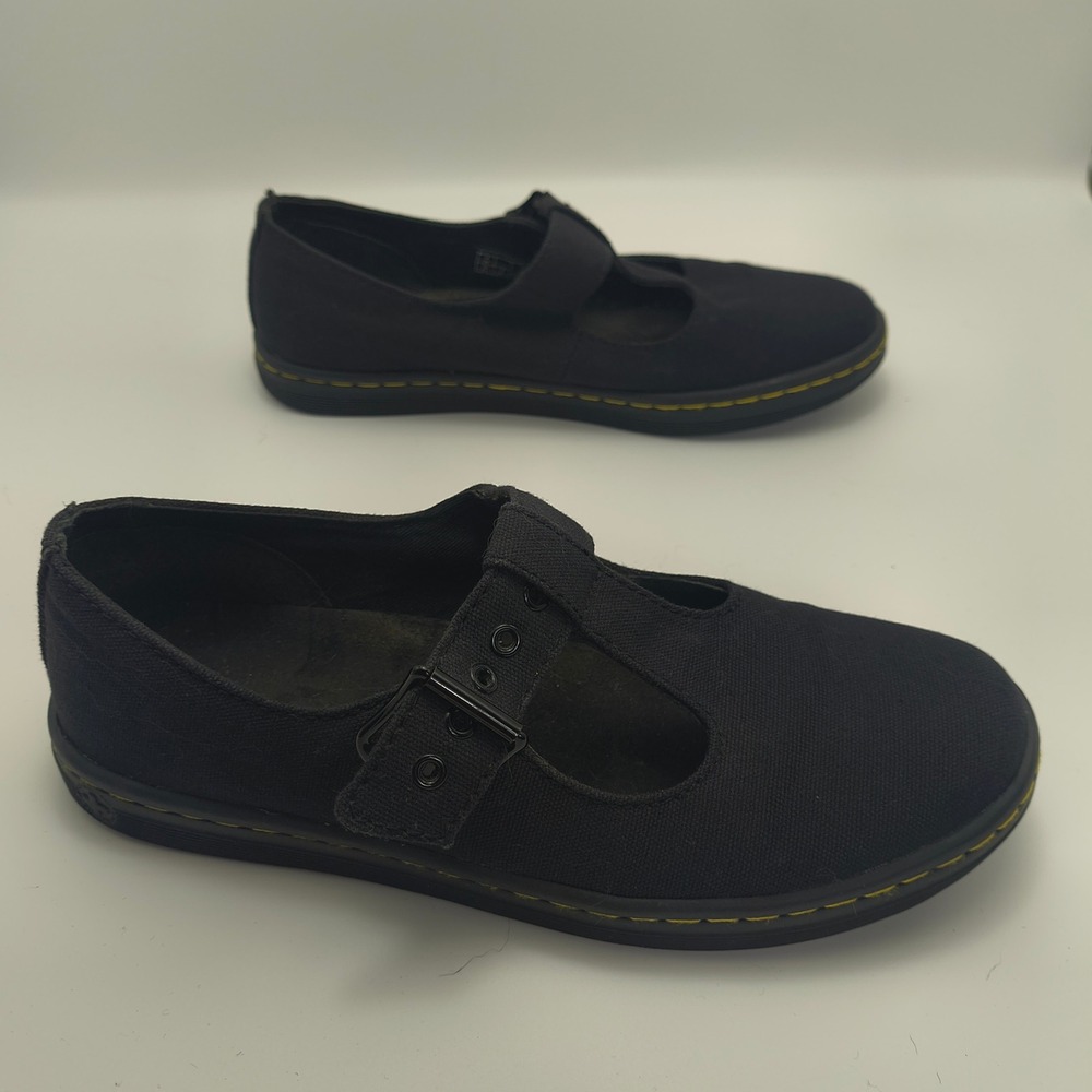 Dr Martens Woolwich Black Canvas Mary Jane T-Strap Shoes Womens 7 AW004 SK01R - Picture 14 of 16